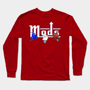 MODs Three Scooters with roundel colour scooters and MODs graphic Long Sleeve T-Shirt